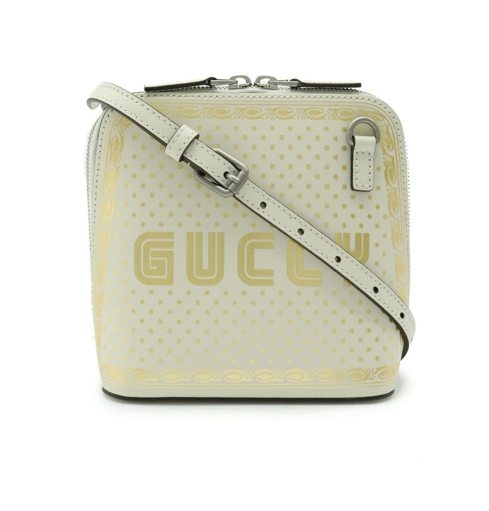 Gucci GUCCY SEGA Shoulder Bag Star Smooth Leather Ivory White Gold